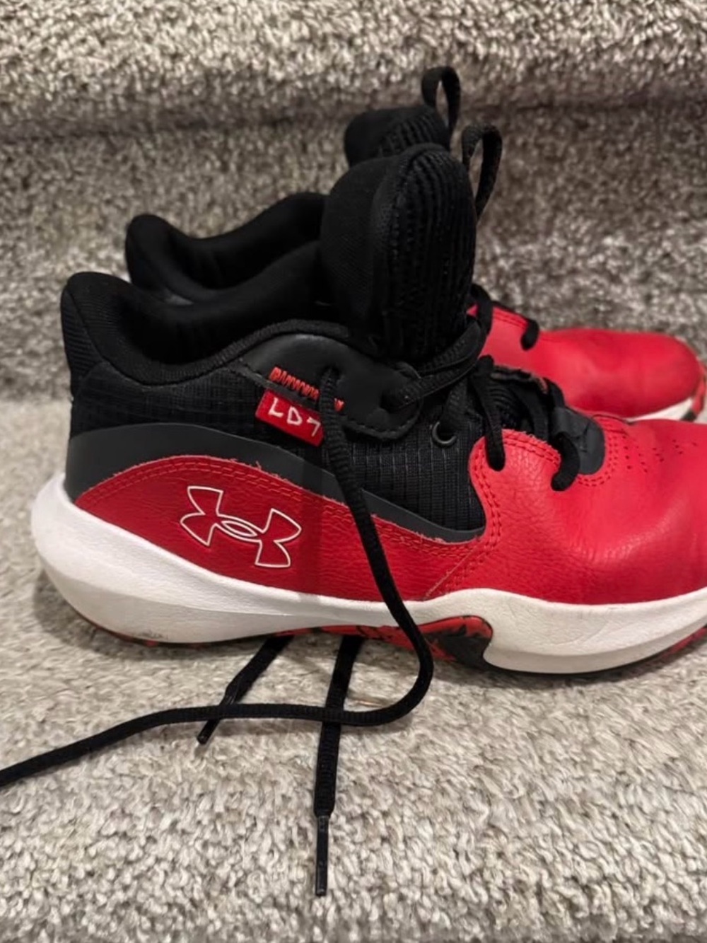 Under Armour Red and Black Kids Sneakers